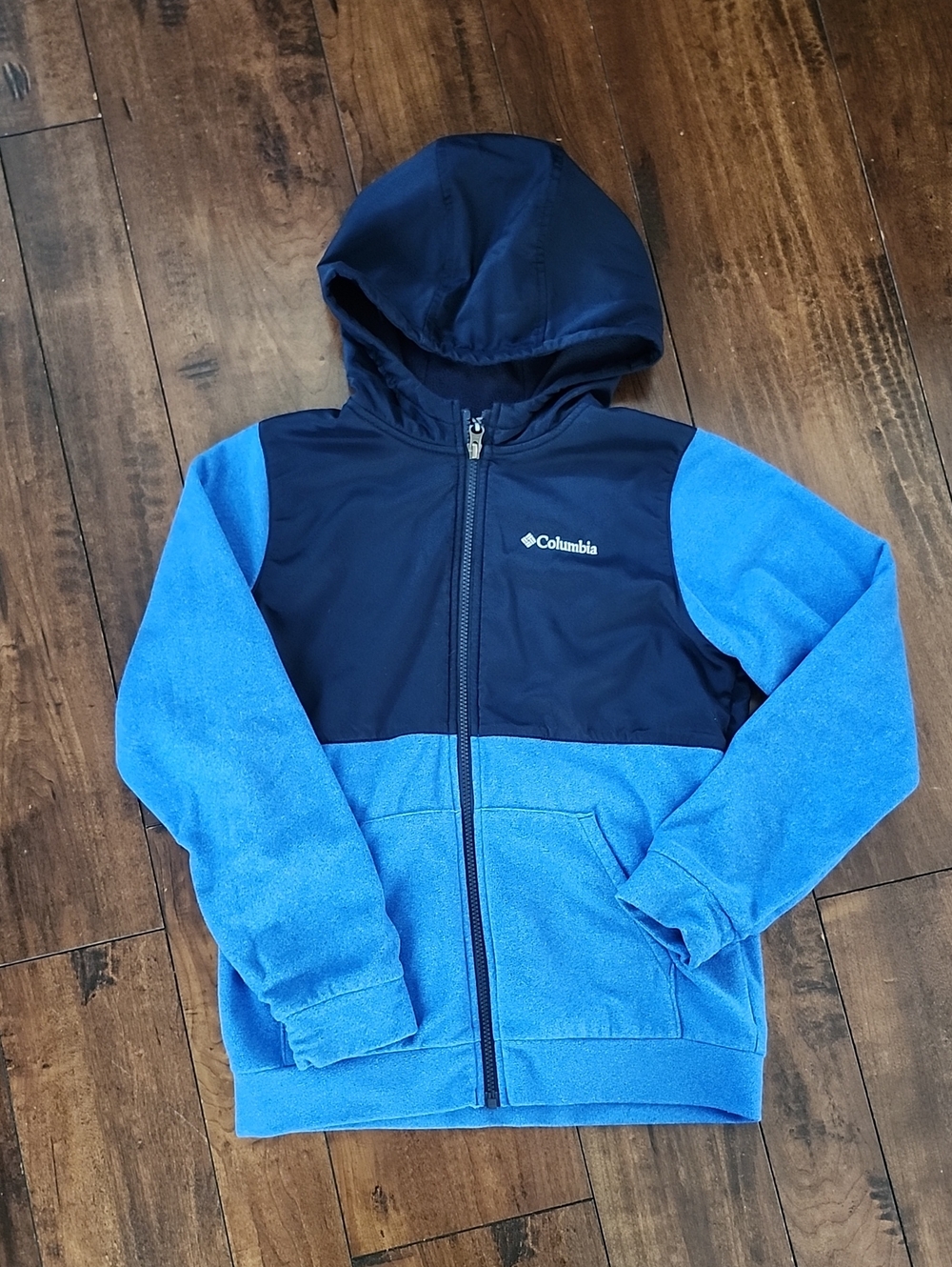 Columbia Kids' Blue Hooded Fleece Zip Jacket Size 14/16